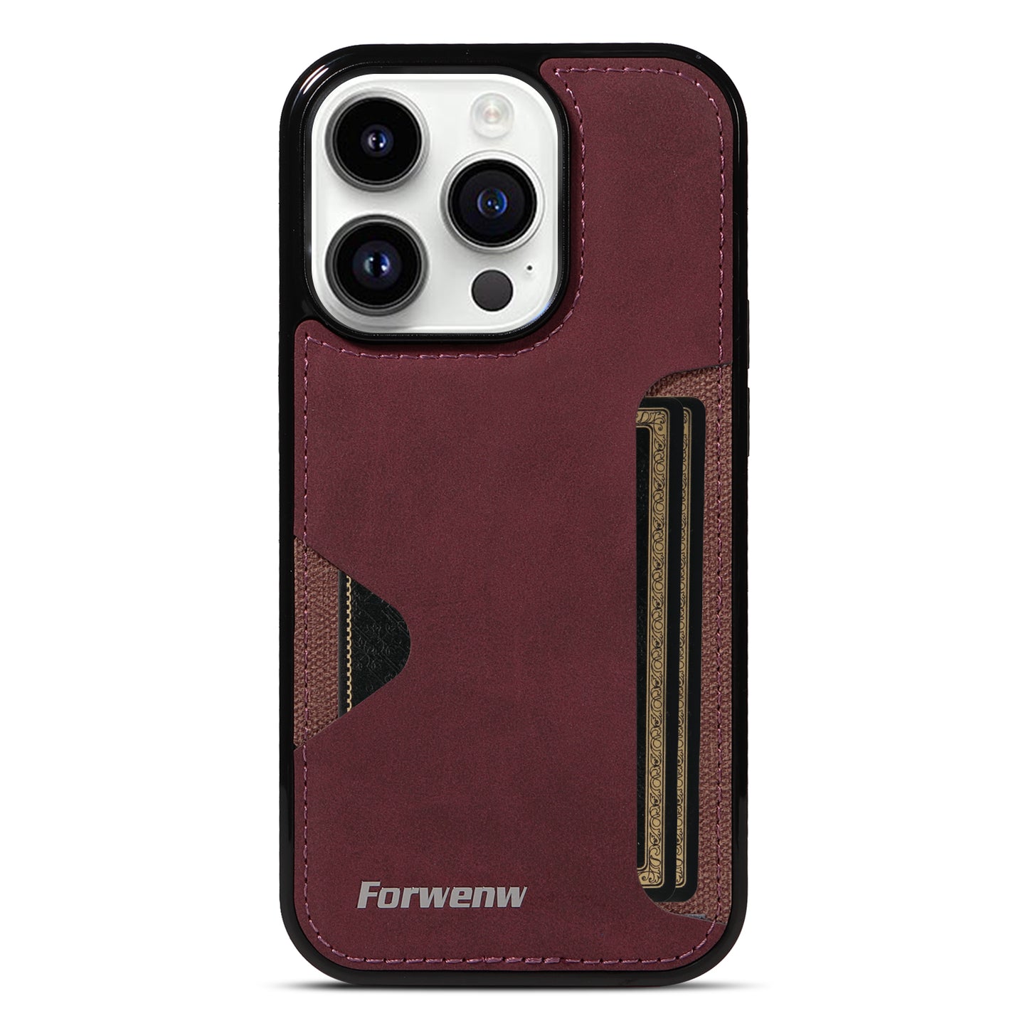 Insert Card Slot Leather Skin iPhone 16 Plus Case Back