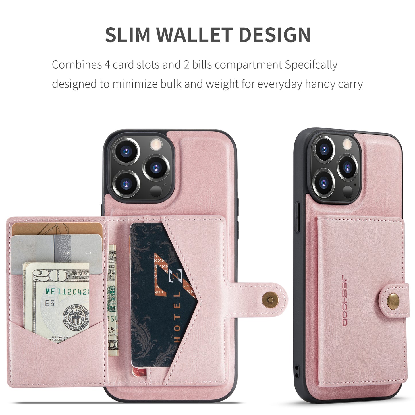 Magnetic Detachable Card Holder iPhone 13 Pro Case Leather Flip