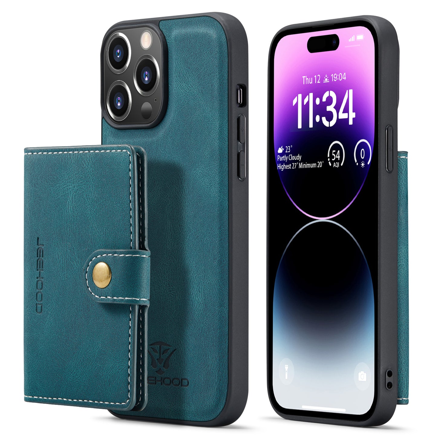 Magnetic Detachable Card Holder iPhone 13 Pro Case Leather Flip