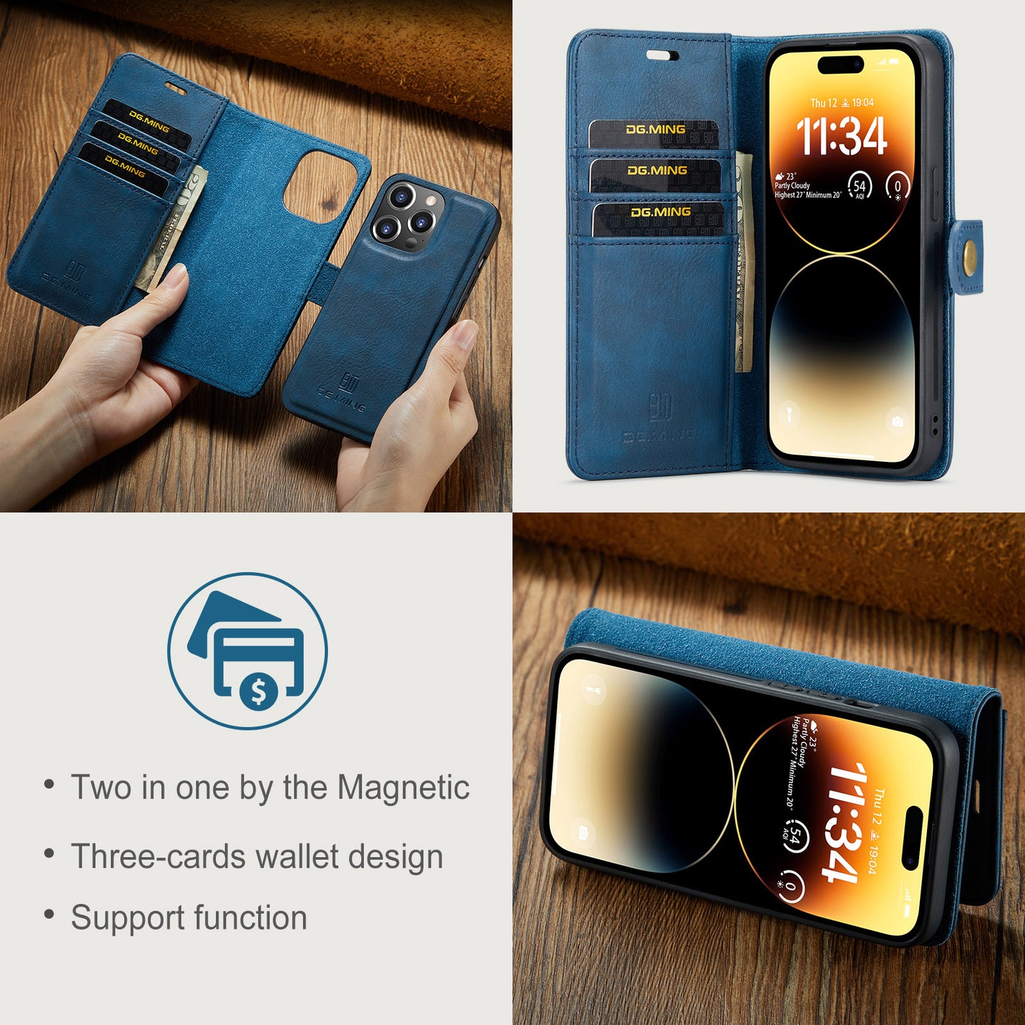 Wallet Detachable 2 In 1 Buckle iPhone 14 Pro Case Magnetic