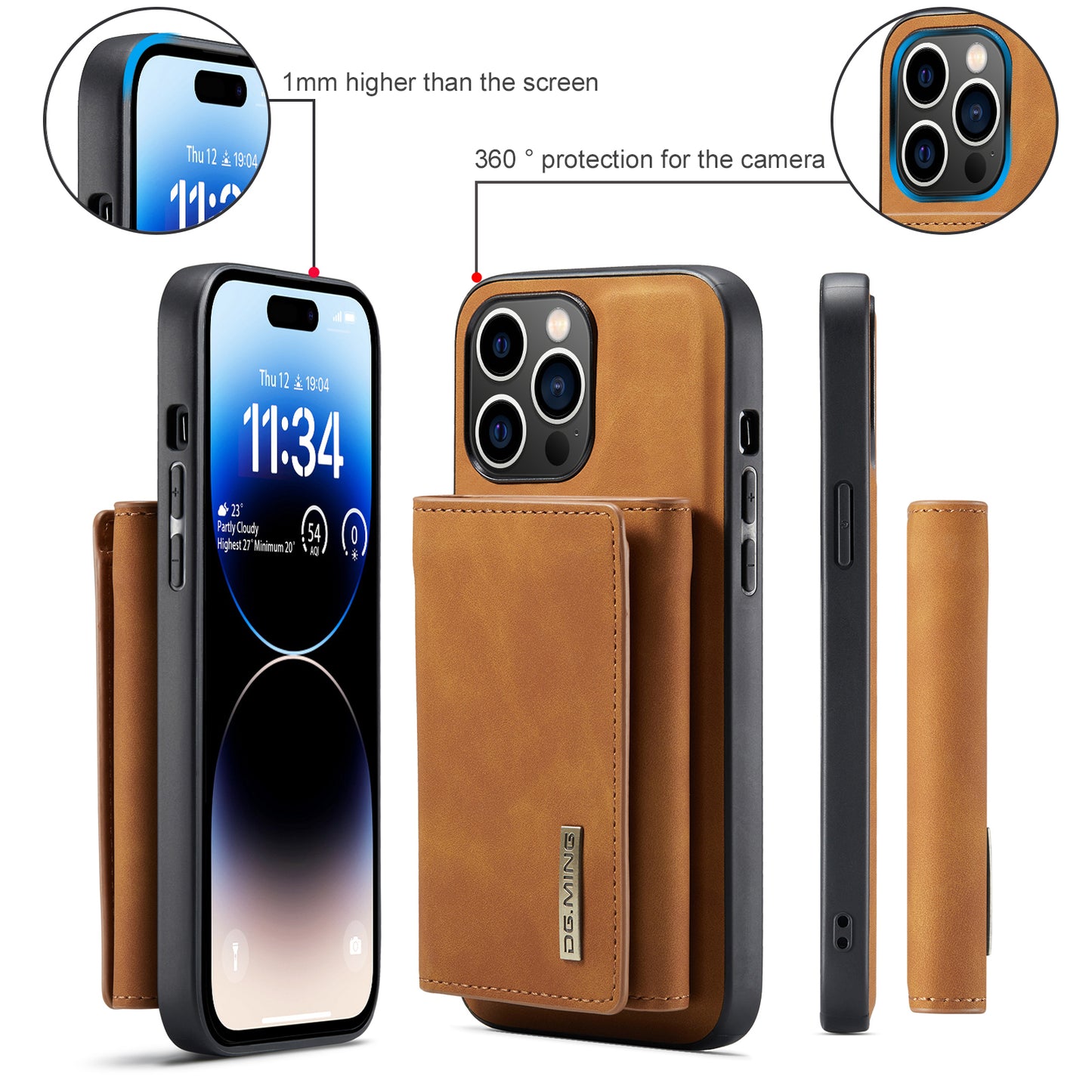 Retro Detachable Fold Wallet iPhone 14 Pro Case Magnetic Clip