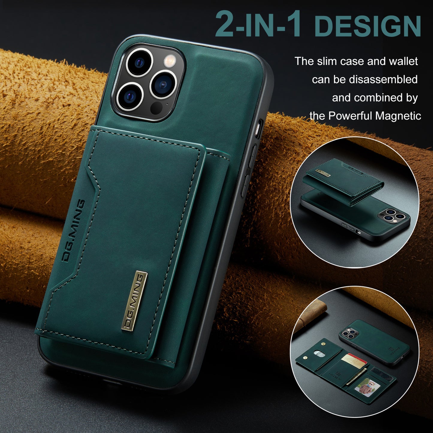 Retro Detachable Fold Card Holder iPhone 14 Pro Case Magnetic Clip