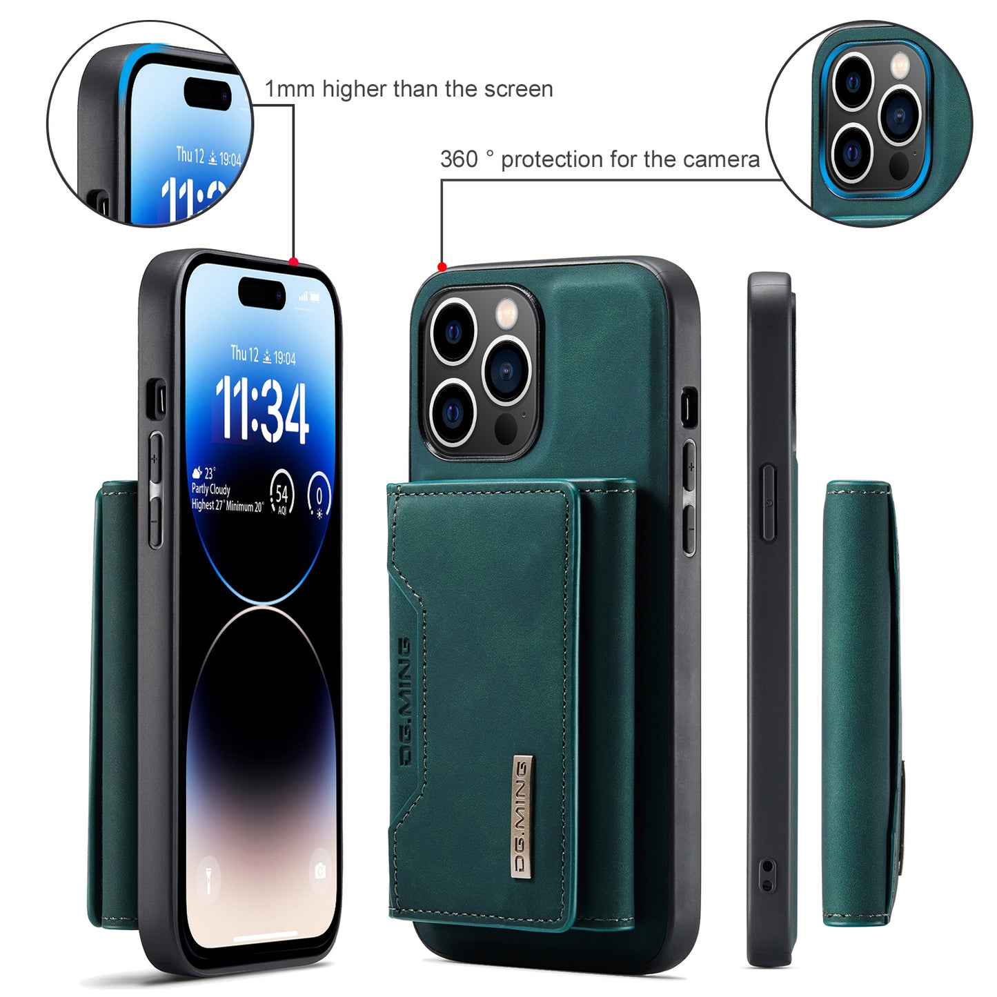 Retro Detachable Fold Card Holder iPhone 14 Pro Case Magnetic Clip