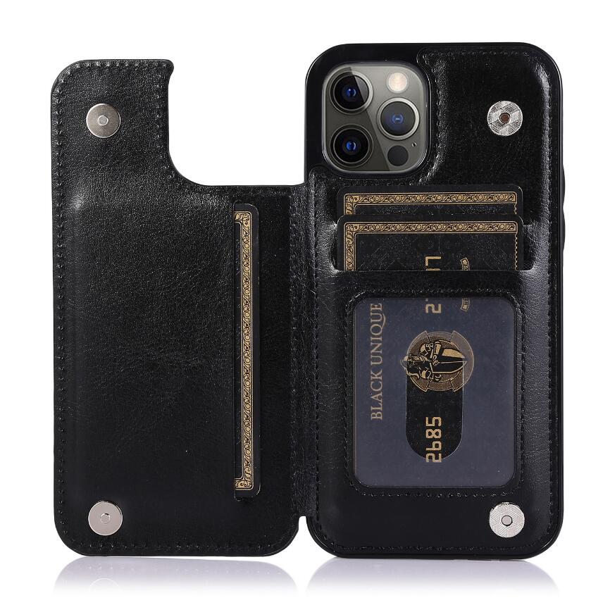 Card Slot Magnetic Leather iPhone 14 Pro Case Back