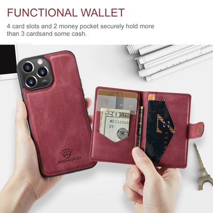 Magnetic Detachable Card Holder iPhone 14 Pro Case Leather Flip