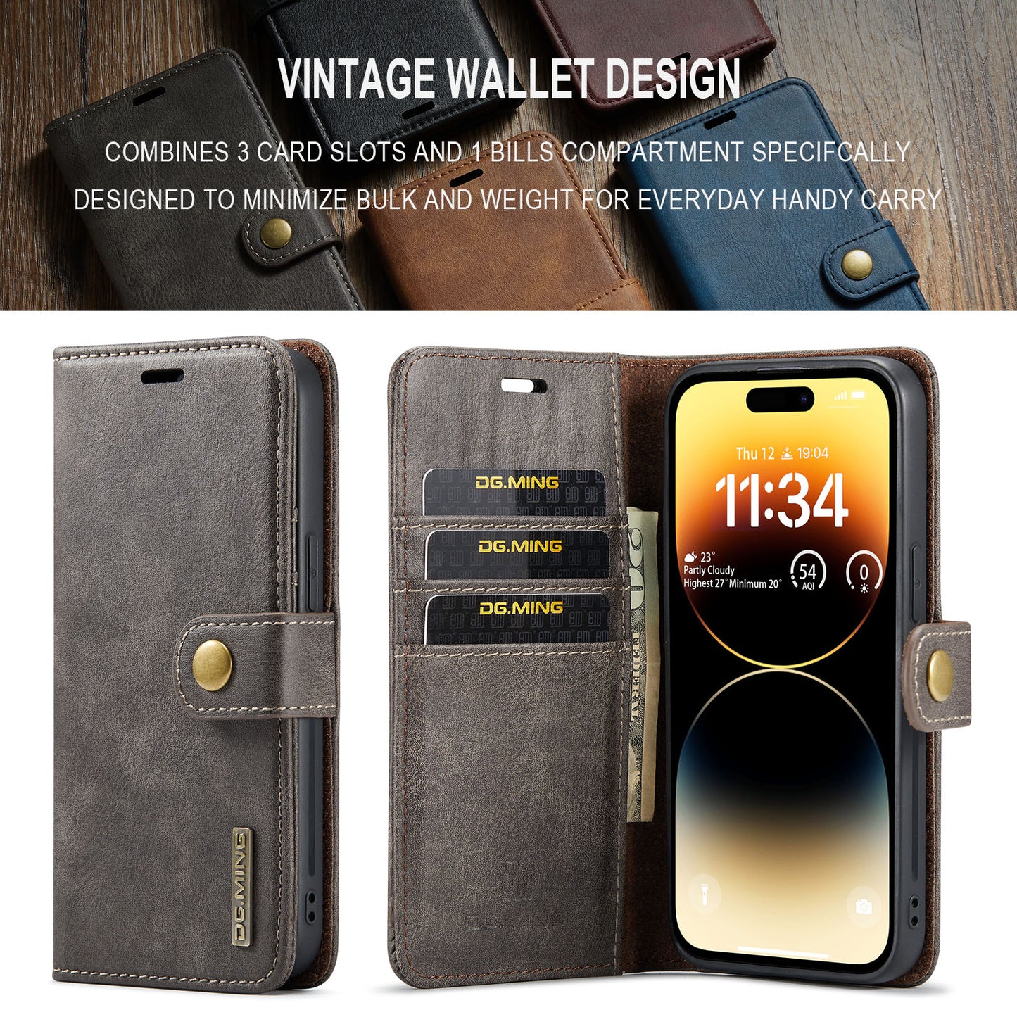 Wallet Detachable 2 In 1 Buckle iPhone 14 Pro Max Case Magnetic