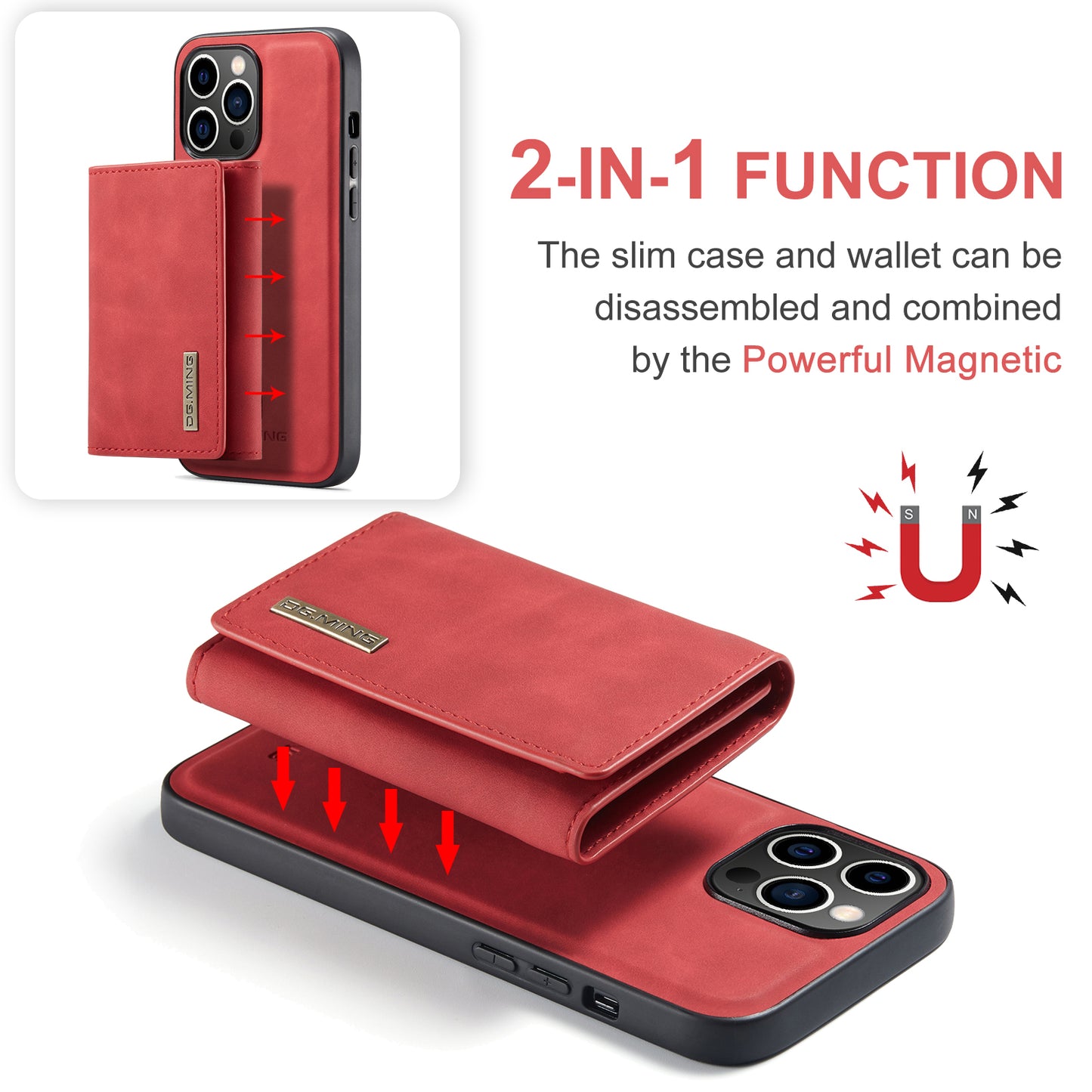 Retro Detachable Fold Wallet iPhone 14 Pro Max Case Magnetic Clip