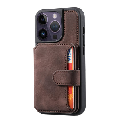 Fantasy Card Slots Buckle iPhone 14 Pro Max Case Leather Anti-theft