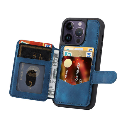 Fantasy Card Slots Buckle iPhone 14 Pro Max Case Leather Anti-theft