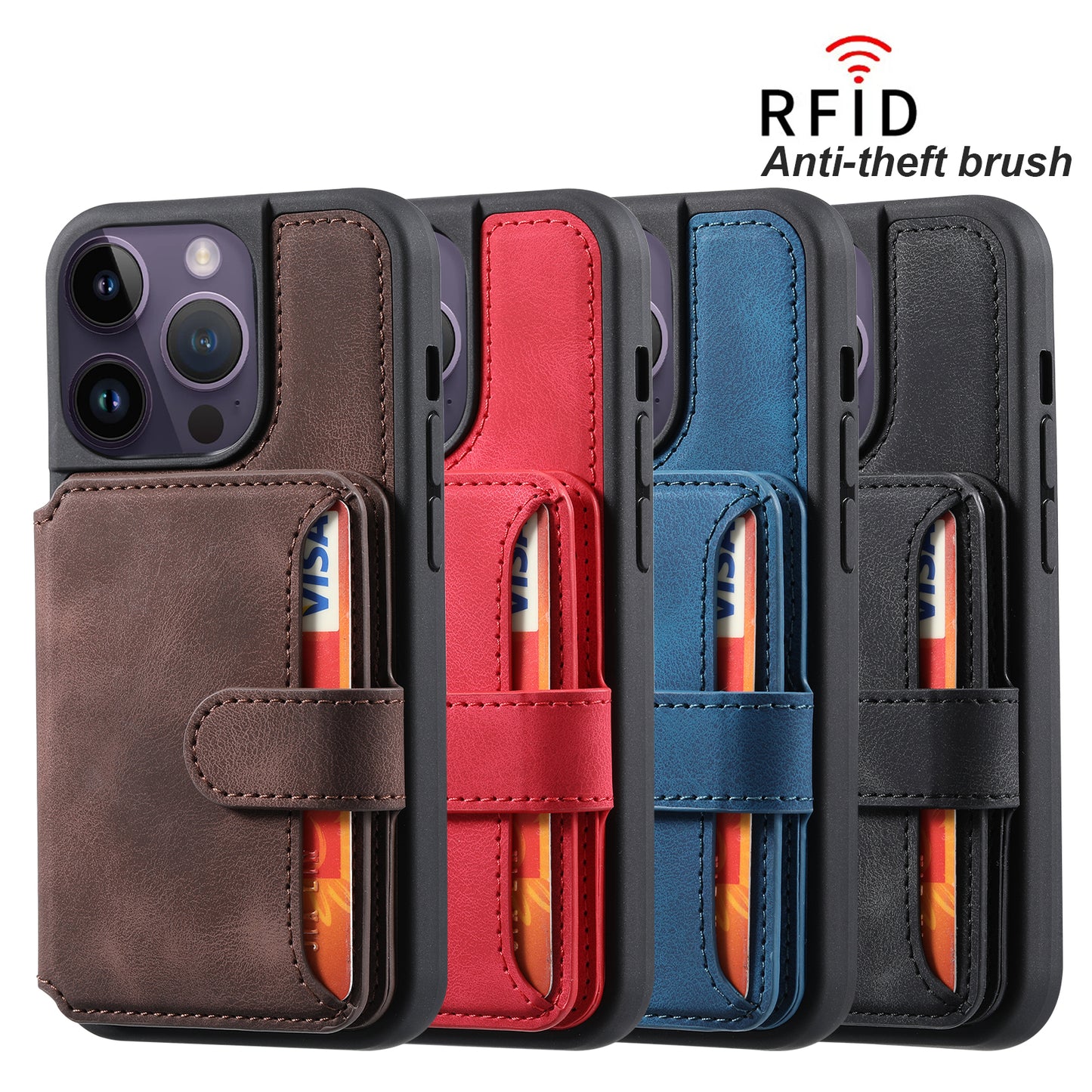 Fantasy Card Slots Buckle iPhone 14 Pro Max Case Leather Anti-theft