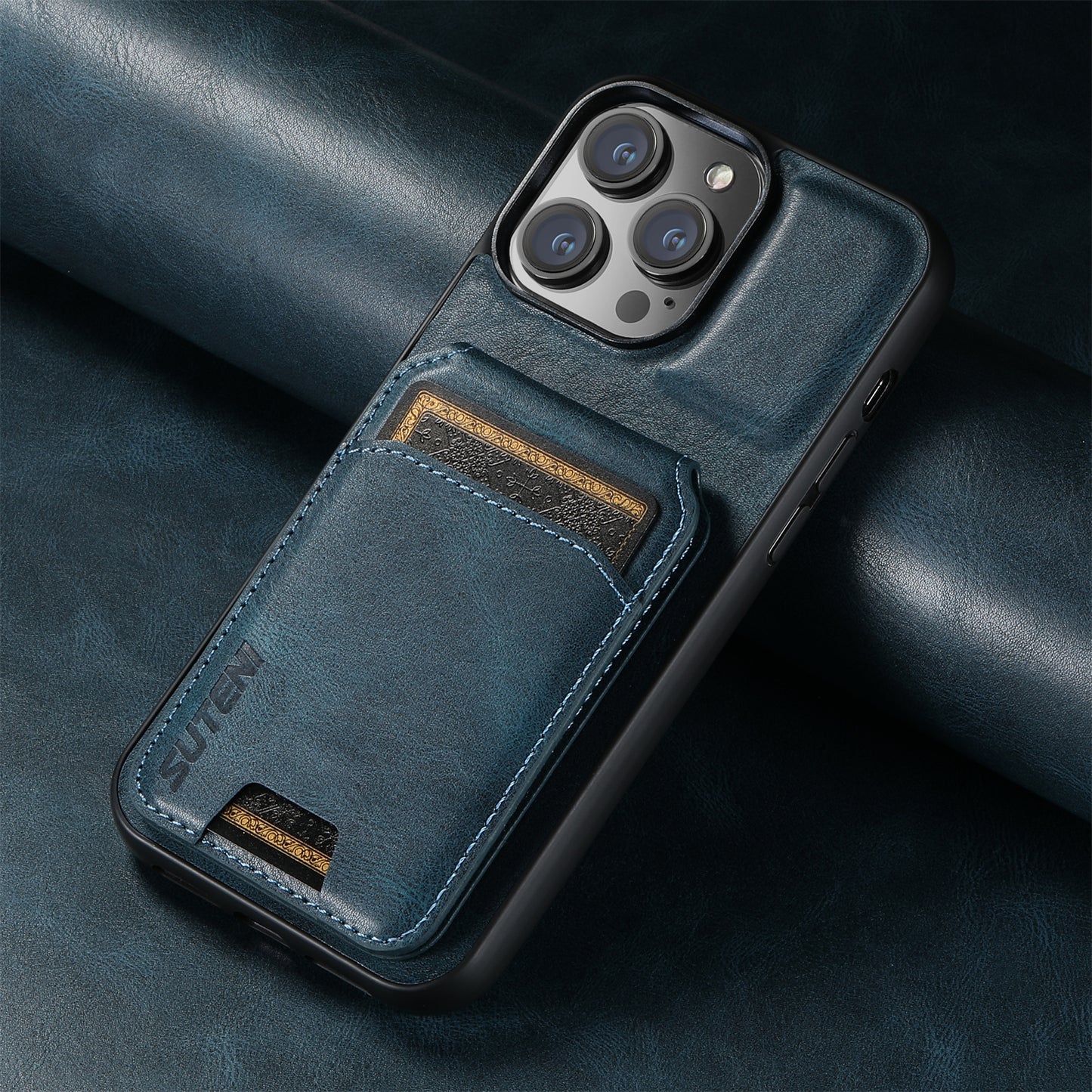 Oil Wax Leather Card Bag iPhone 14 Pro Max Case Magnetic