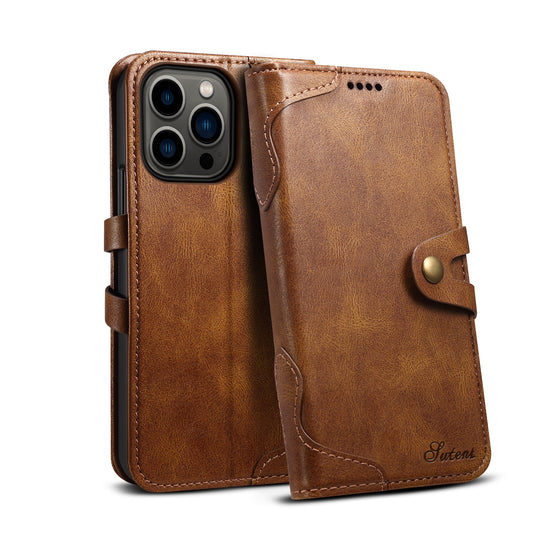 Dual Protection iPhone 16 Plus Case Retro Book Leather