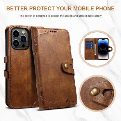 Dual Protection iPhone 14 Pro Case Retro Book Leather