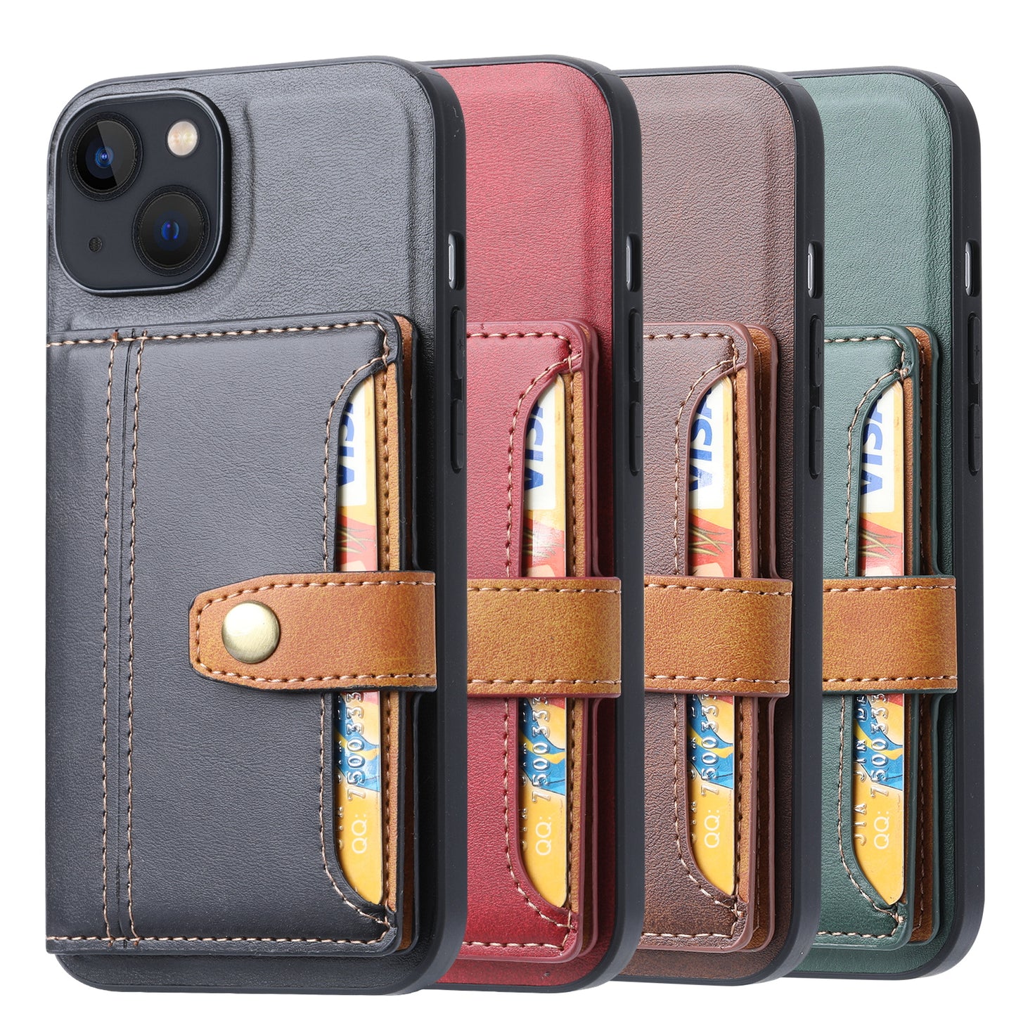 Buckle Retro Leather iPhone 14 Pro Max Case Stand Multi-card Slots