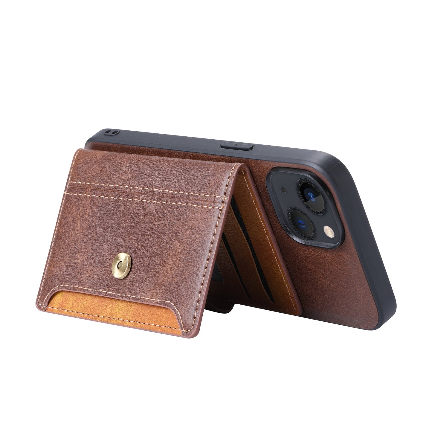 Buckle Retro Leather iPhone 14 Pro Max Case Stand Multi-card Slots