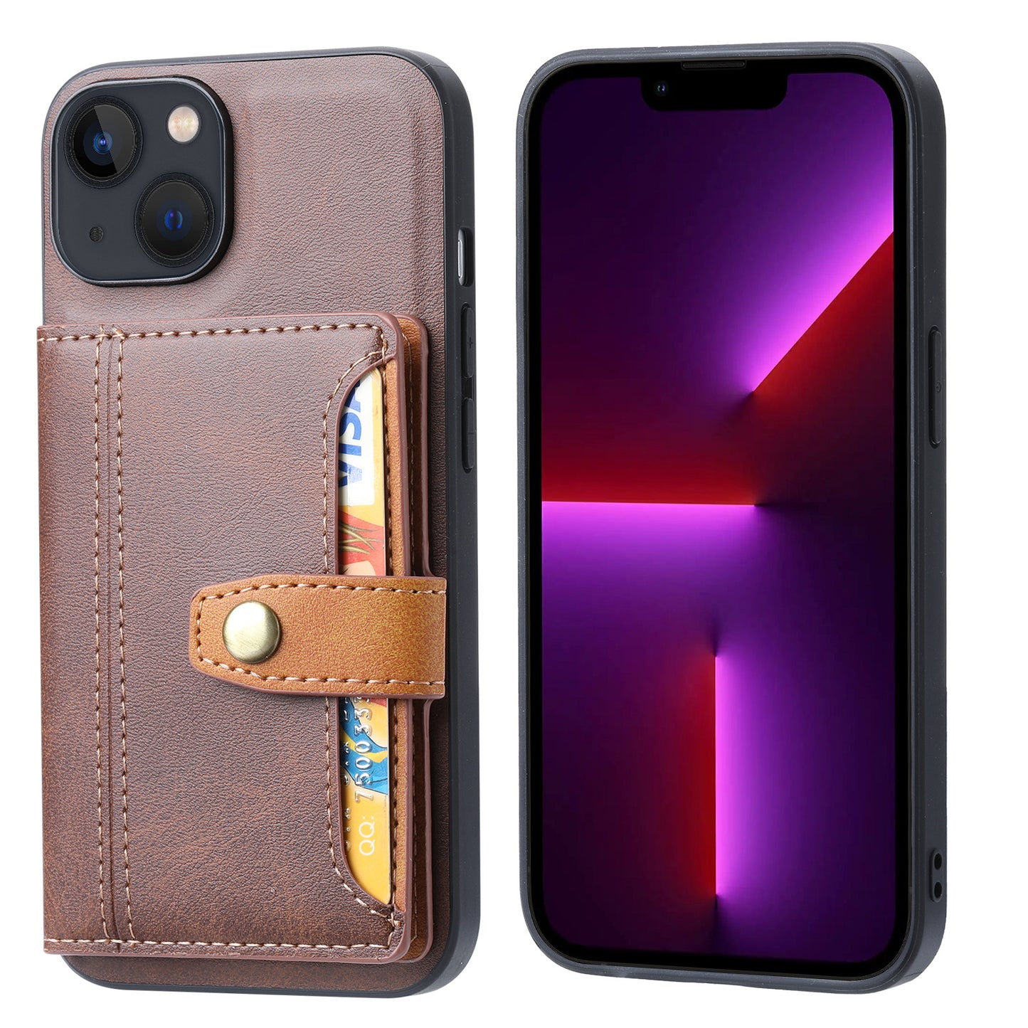 Buckle Retro Leather iPhone 14 Pro Max Case Stand Multi-card Slots