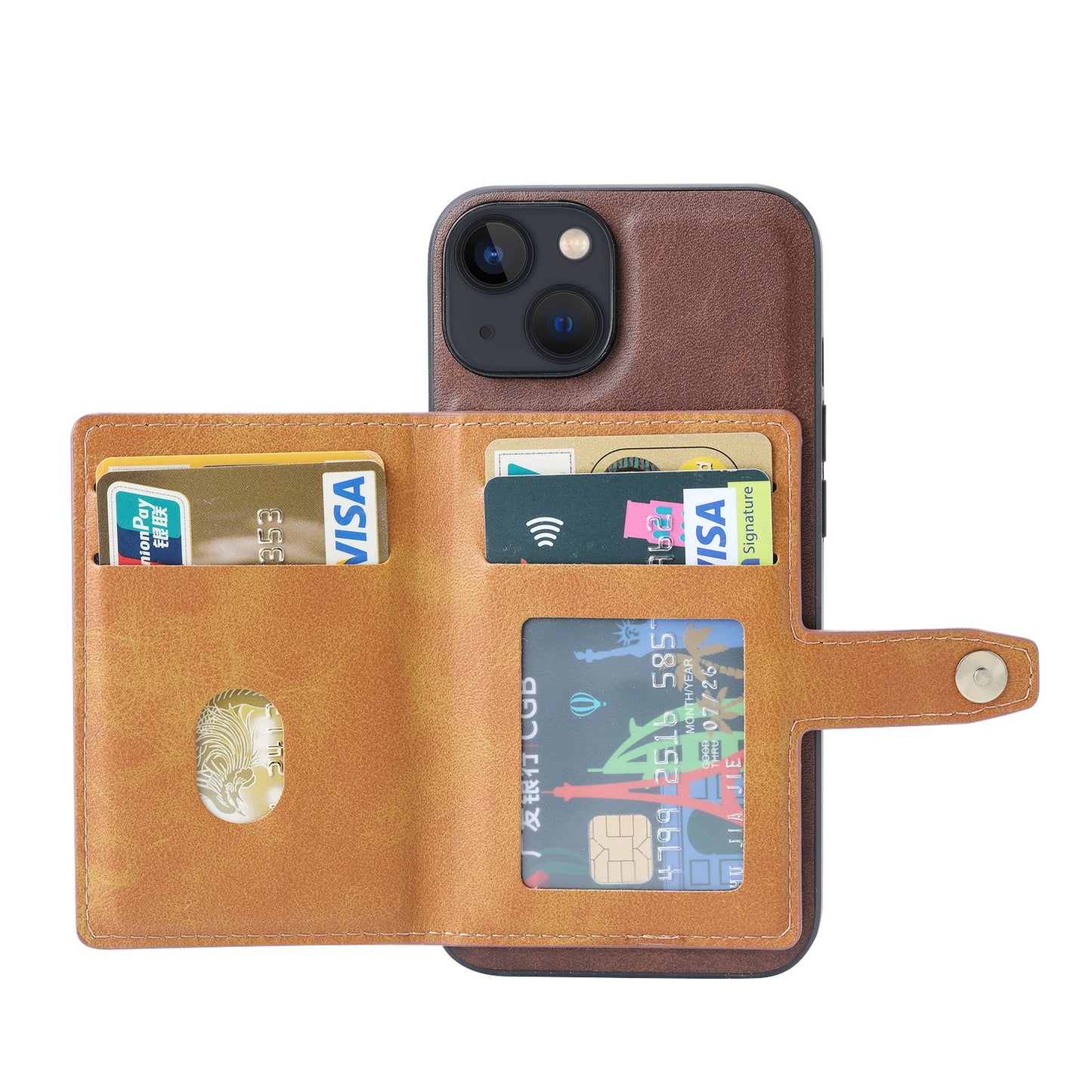 Buckle Retro Leather iPhone 14 Pro Max Case Stand Multi-card Slots