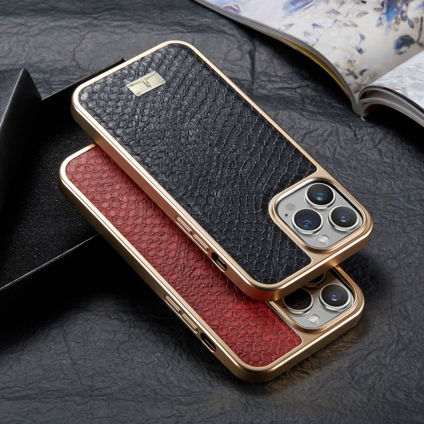 TPU Plated Lizard Leather iPhone 14 Case Back