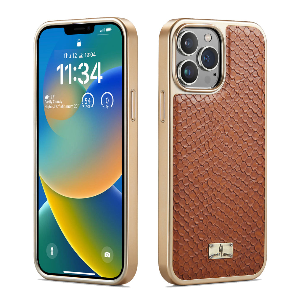 TPU Plated Lizard Leather iPhone 16 Pro Max Case Back