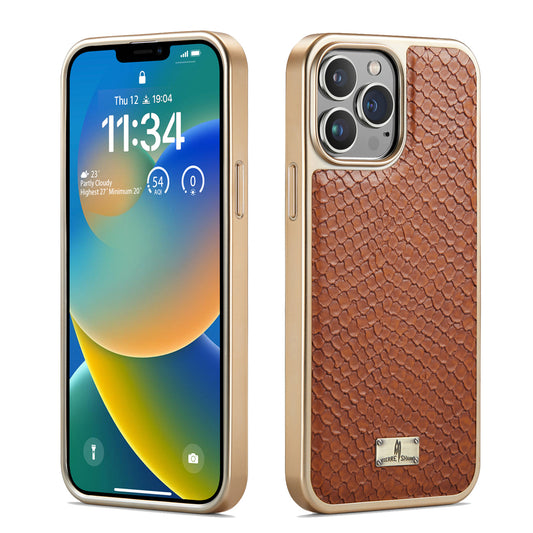 TPU Plated Lizard Leather iPhone 13 Pro Case Back