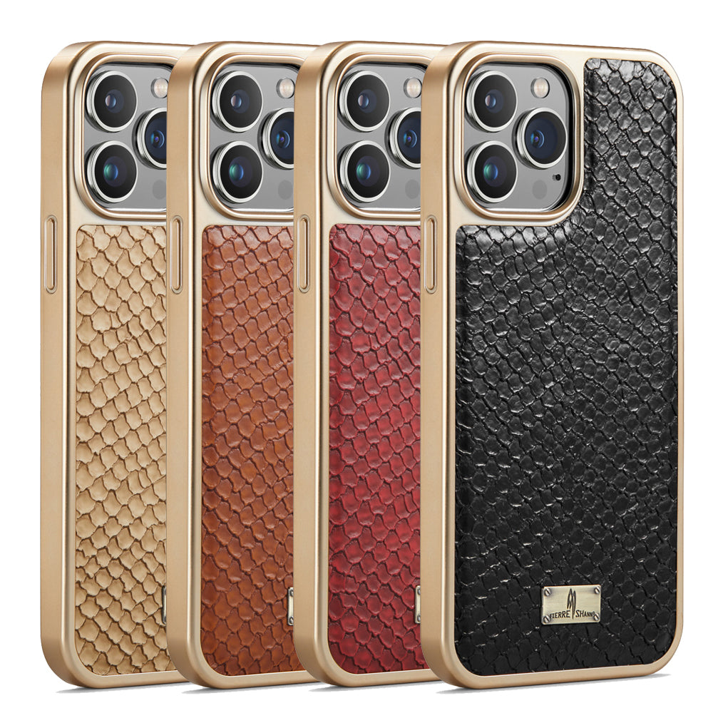 TPU Plated Lizard Leather iPhone 15 Pro Case Back