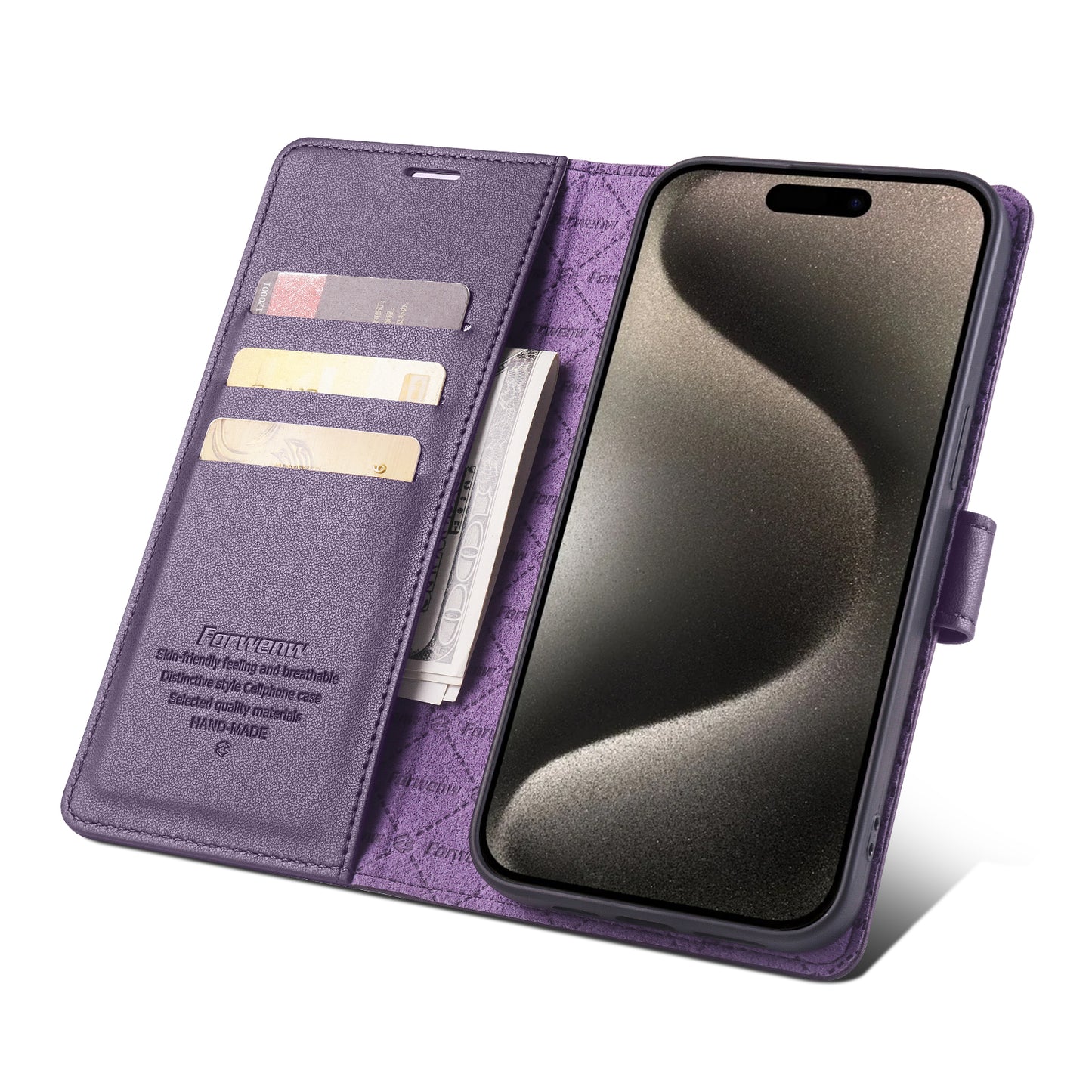 Gorgeous Wallet Leather iPhone 15 Case Stand