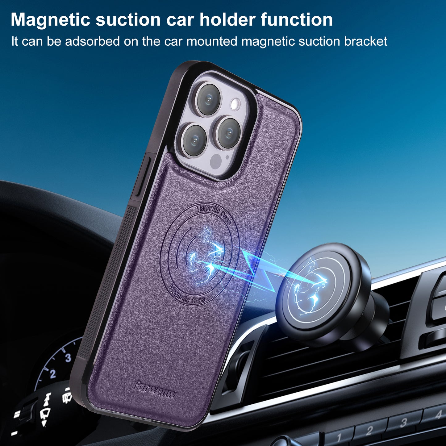 Detachable 2-in-1 Leather Card Bag iPhone 15 Case Magnetic