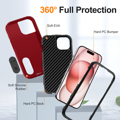 Defender iPhone 15 Plus Case Rotating Ring Stand