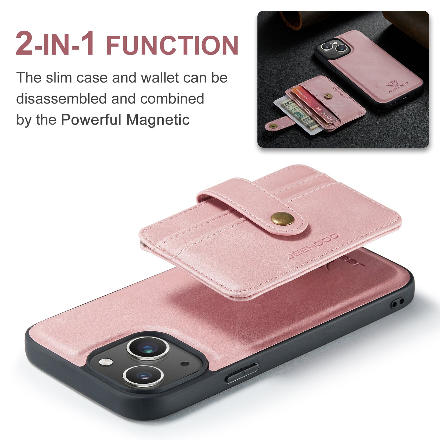 Powerful Magnetic Card Holder iPhone 15 Plus Case Detachable