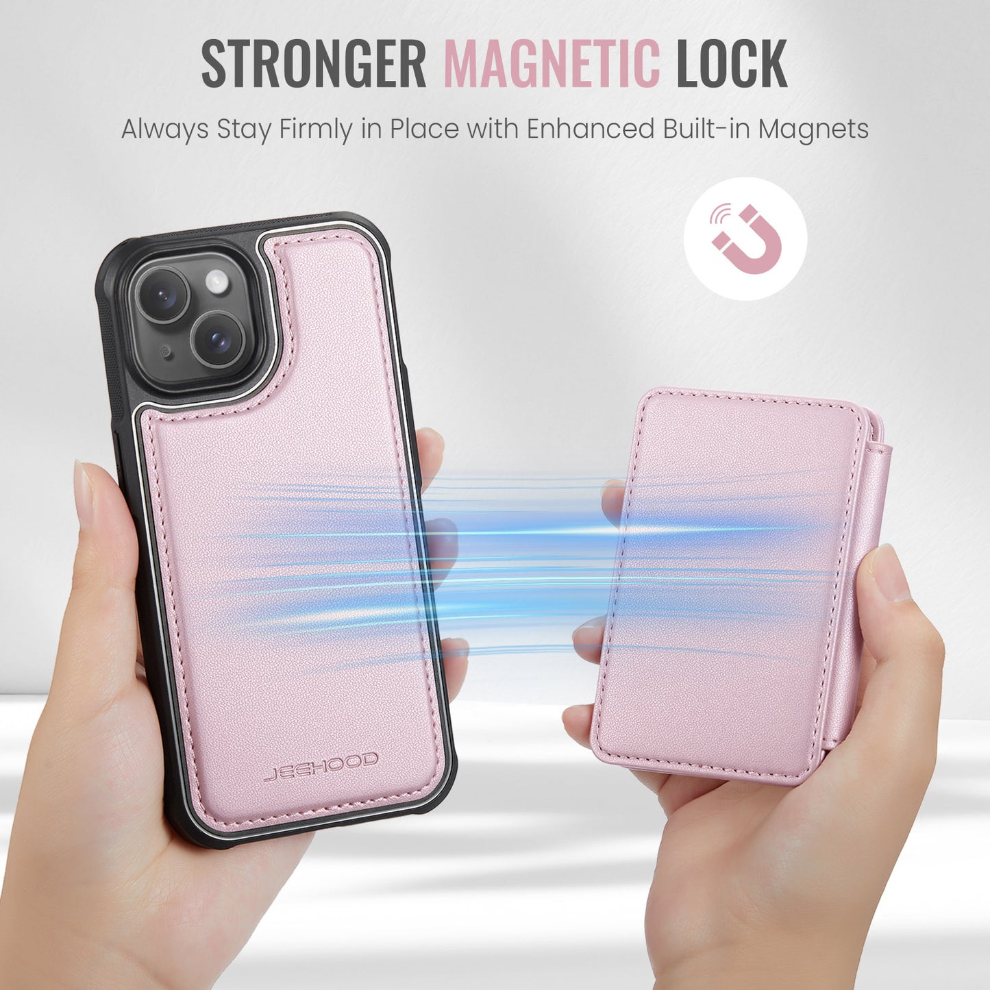 Magnetic Card Holder iPhone 16 Case Detachable RFID Blocking