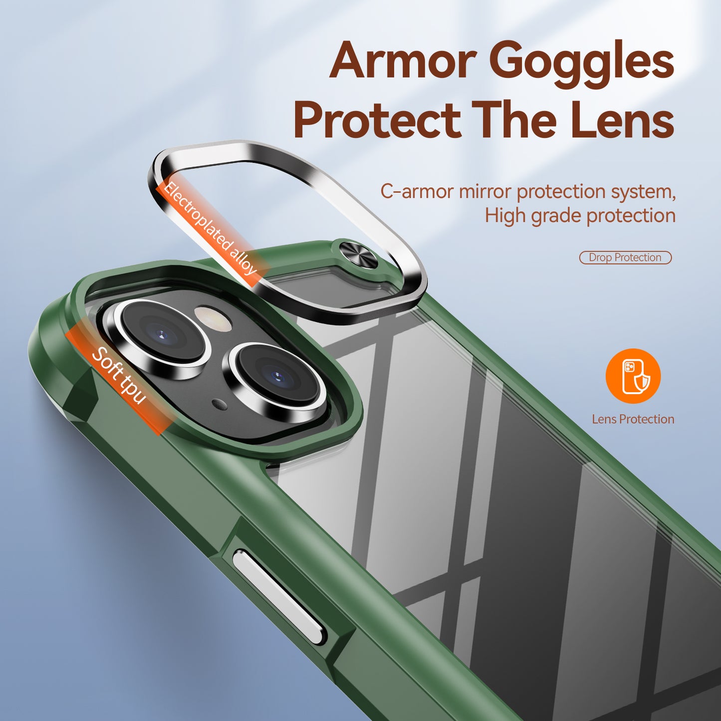 Goldwing Camera Protection Clear iPhone 15 Plus Case