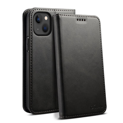 Calfskin Simple Wallet iPhone 15 Plus Case RFID Magnetic