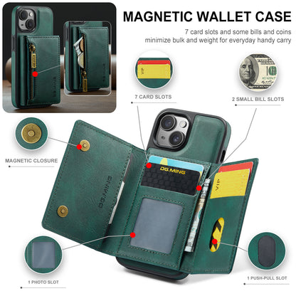 Wallet Detachable Tri-fold iPhone 15 Plus Case Muilti Card Slots