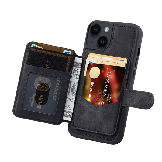 Fantasy Card Slots Buckle iPhone 16 Plus Case Leather Anti-theft