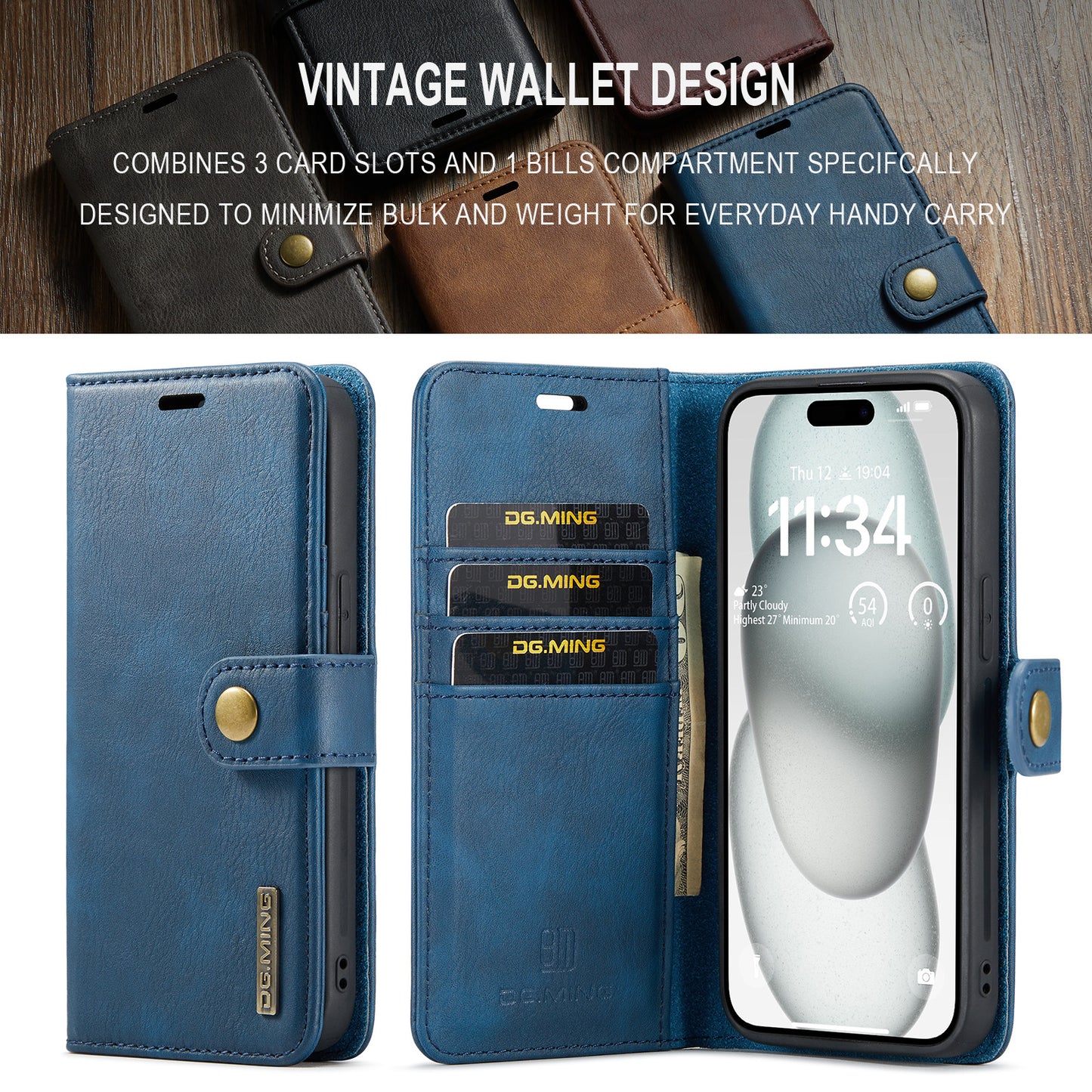 Wallet Detachable 2 In 1 Buckle iPhone 16 Plus Case Magnetic