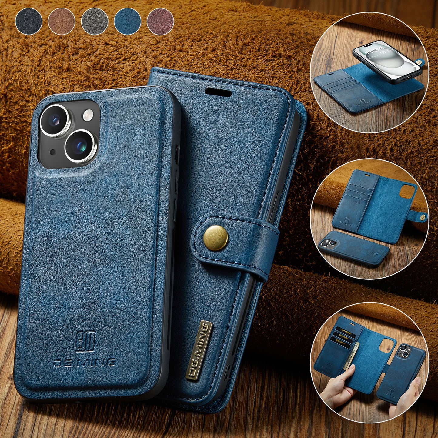 Wallet Detachable 2 In 1 Buckle iPhone 16 Plus Case Magnetic