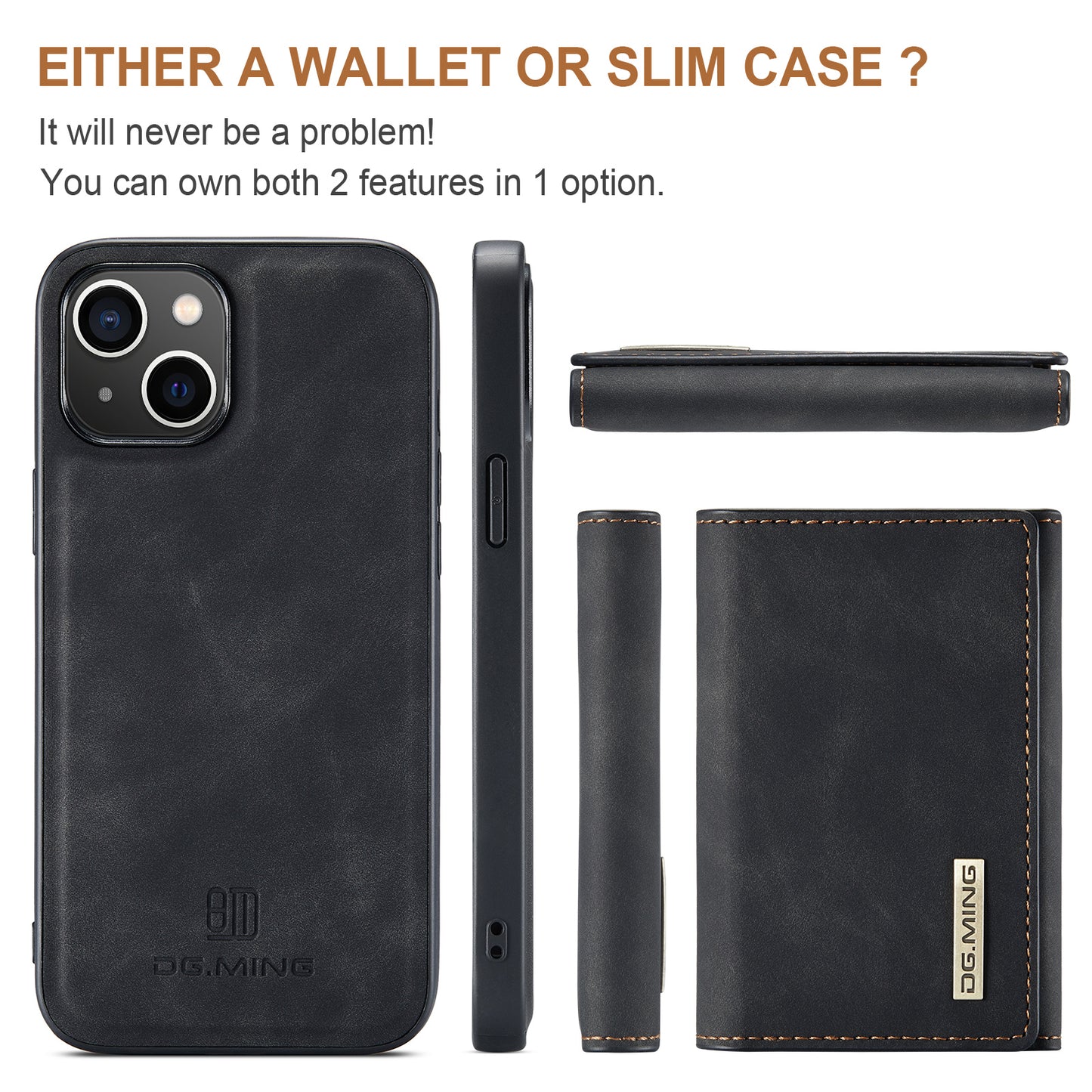 Retro Detachable Fold Wallet iPhone 15 Plus Case Magnetic Clip