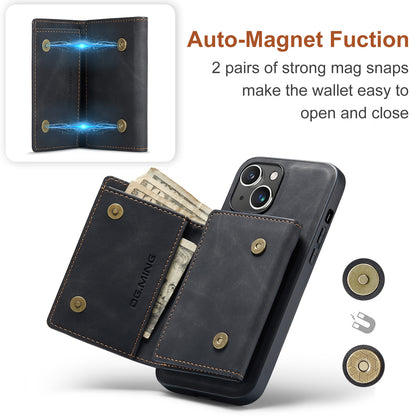 Retro Detachable Fold Wallet iPhone 15 Plus Case Magnetic Clip