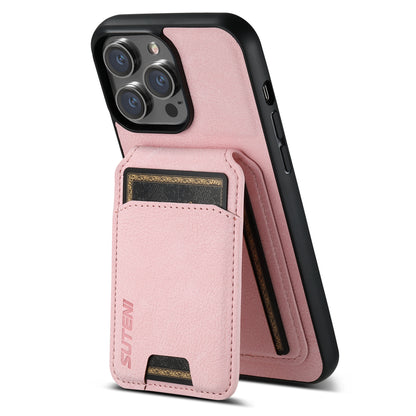 Litchi Leather Card Bag iPhone 15 Pro Max Case Magnetic