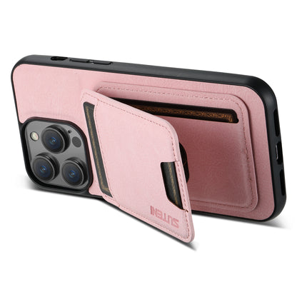 Litchi Leather Card Bag iPhone 15 Pro Max Case Magnetic