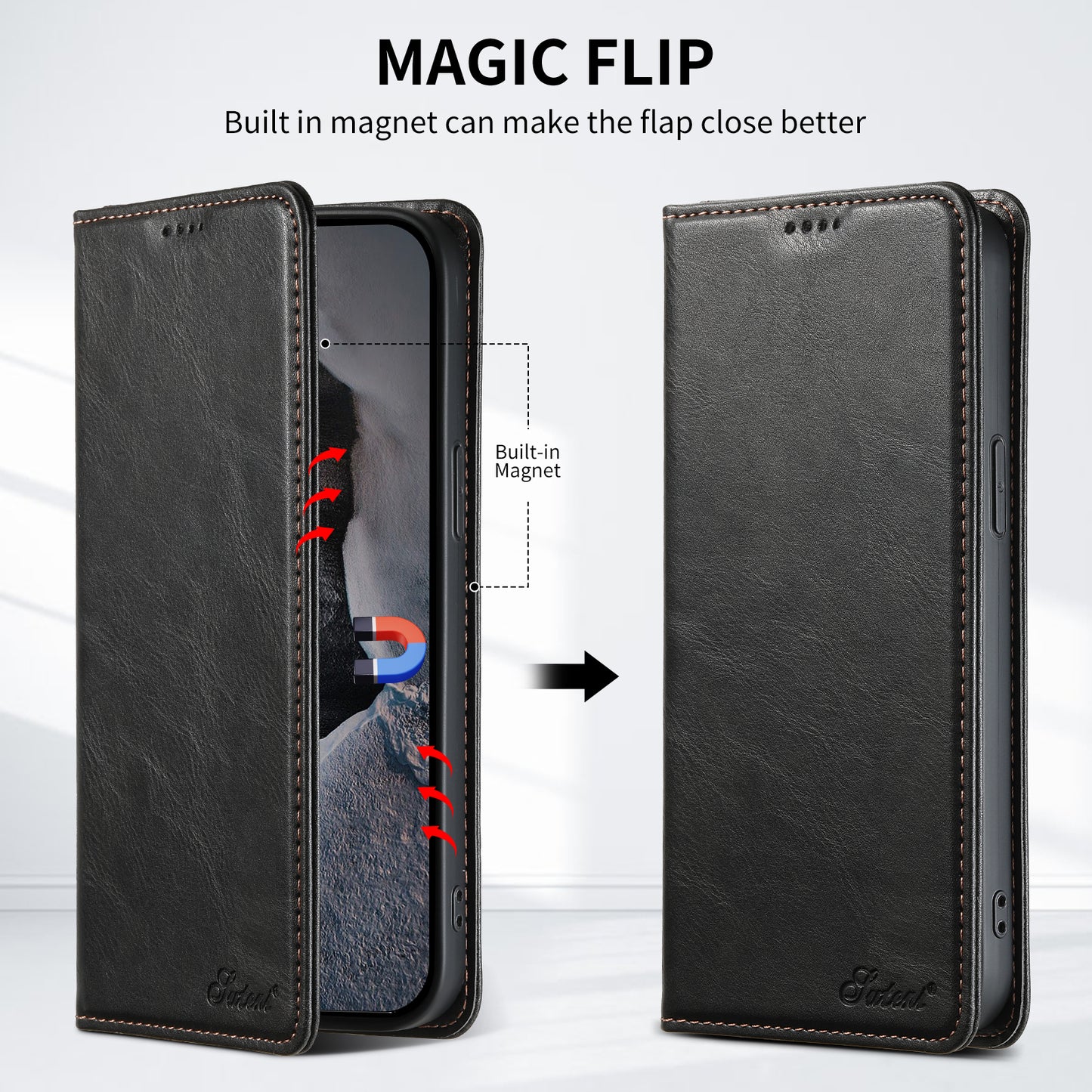 Magic Flip Leather iPhone 15 Pro Case Wallet Stand