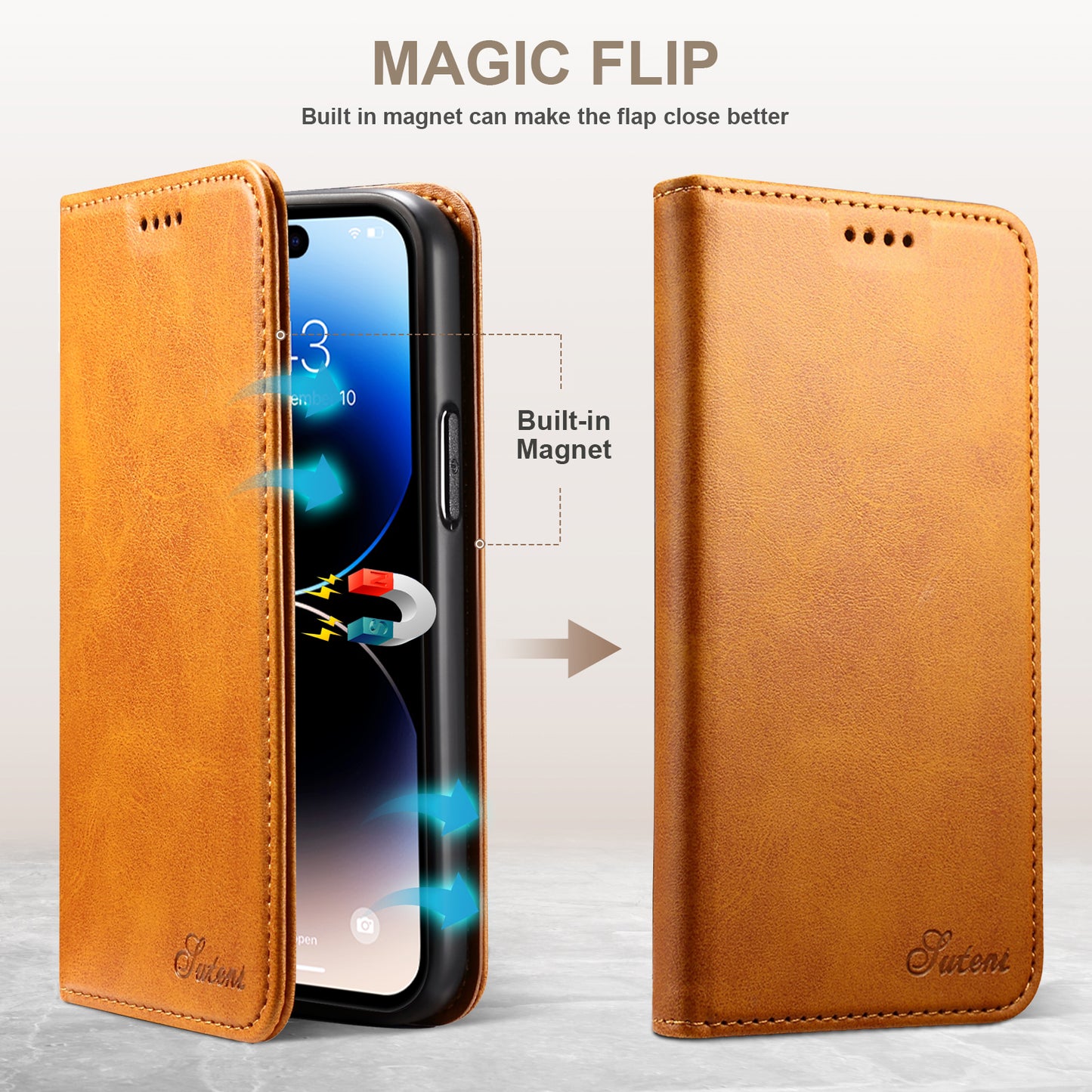 Calfskin Simple Wallet iPhone 16 Pro Max Case RFID Magnetic