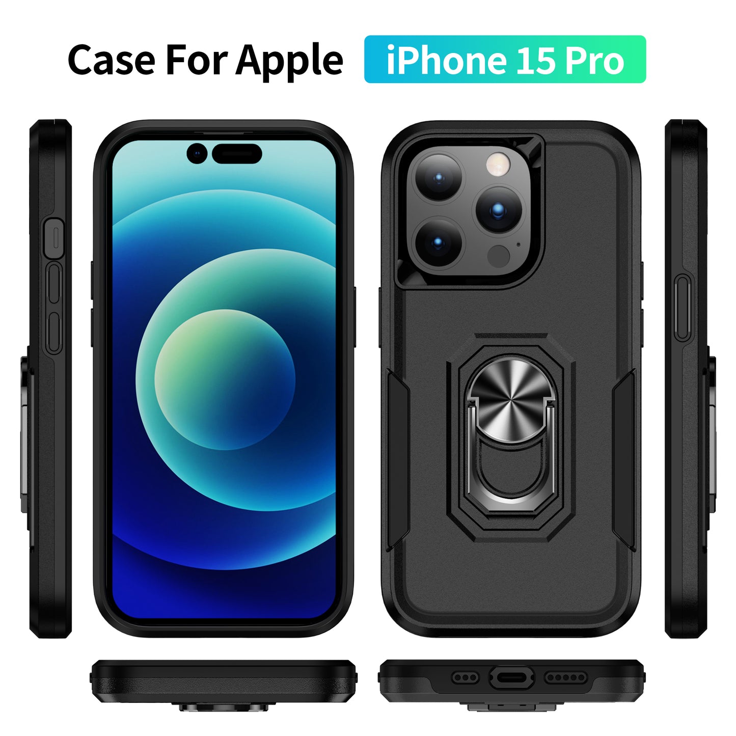 Pioneer iPhone 15 Pro Case Rotating Ring Stand