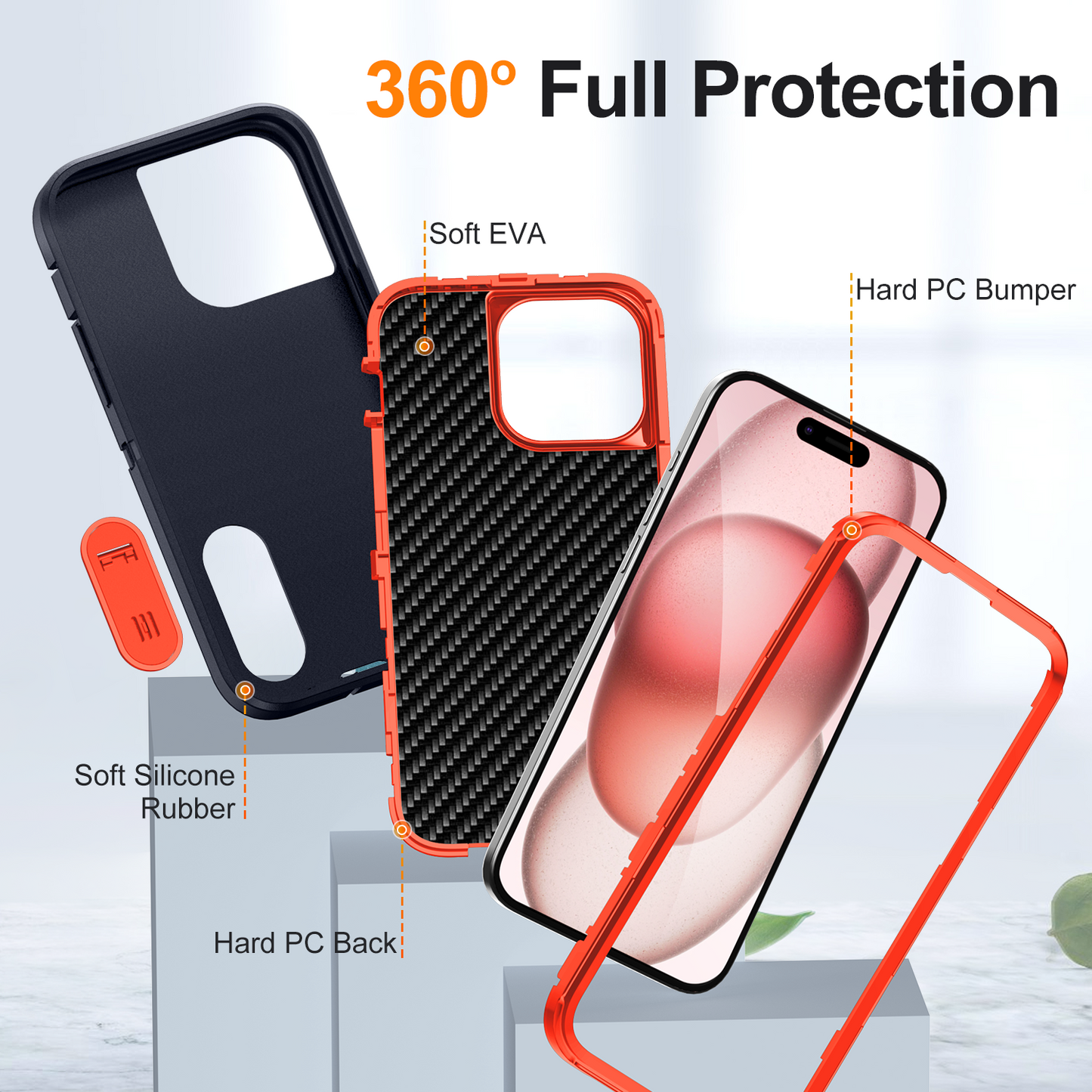 Defender iPhone 15 Pro Max Case Rotating Ring Stand