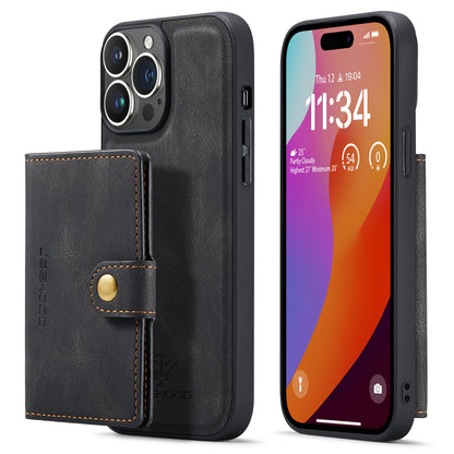 Magnetic Detachable Card Holder iPhone 16 Pro Case Leather Flip