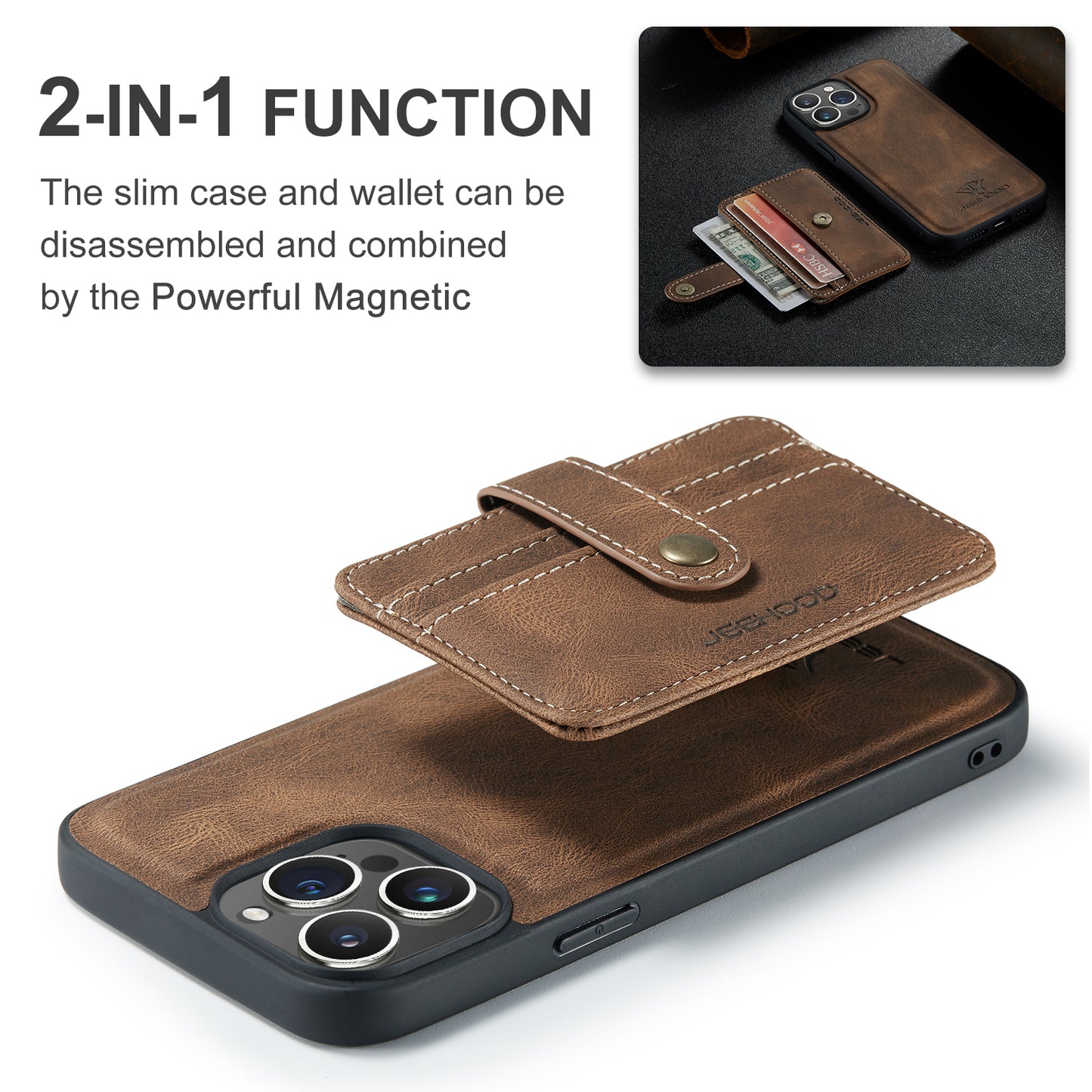 Powerful Magnetic Card Holder iPhone 16 Pro Case Detachable