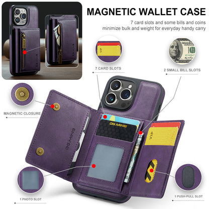 Wallet Detachable Tri-fold iPhone 15 Pro Case Muilti Card Slots