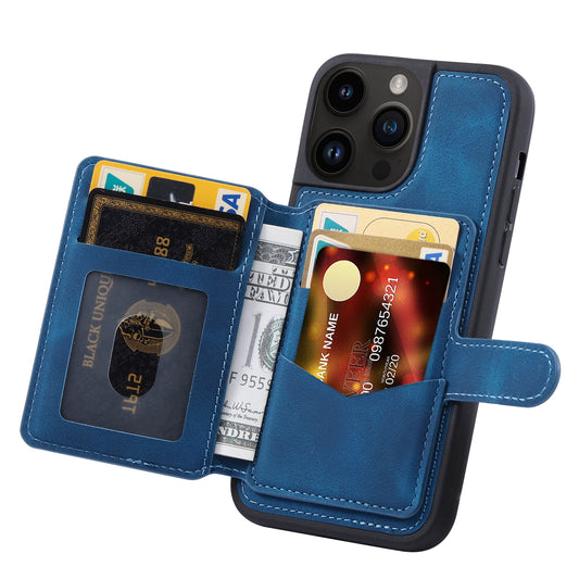 Fantasy Card Slots Buckle iPhone 16 Pro Case Leather Anti-theft