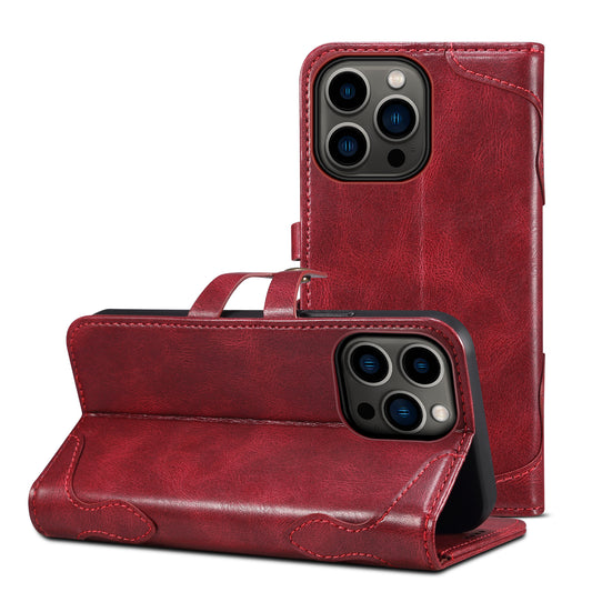 Dual Protection iPhone 15 Case Retro Book Leather