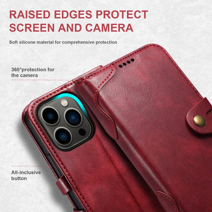 Dual Protection iPhone 15 Pro Case Retro Book Leather